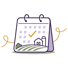 Illustration of a farm calendar, representing planning for a real meeting.